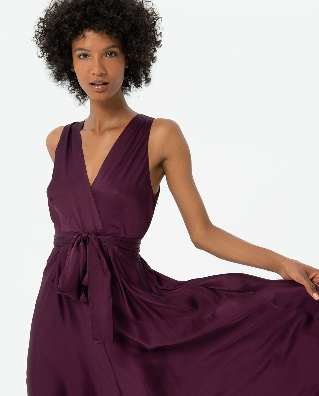Smooth satin long and crossed satin dress