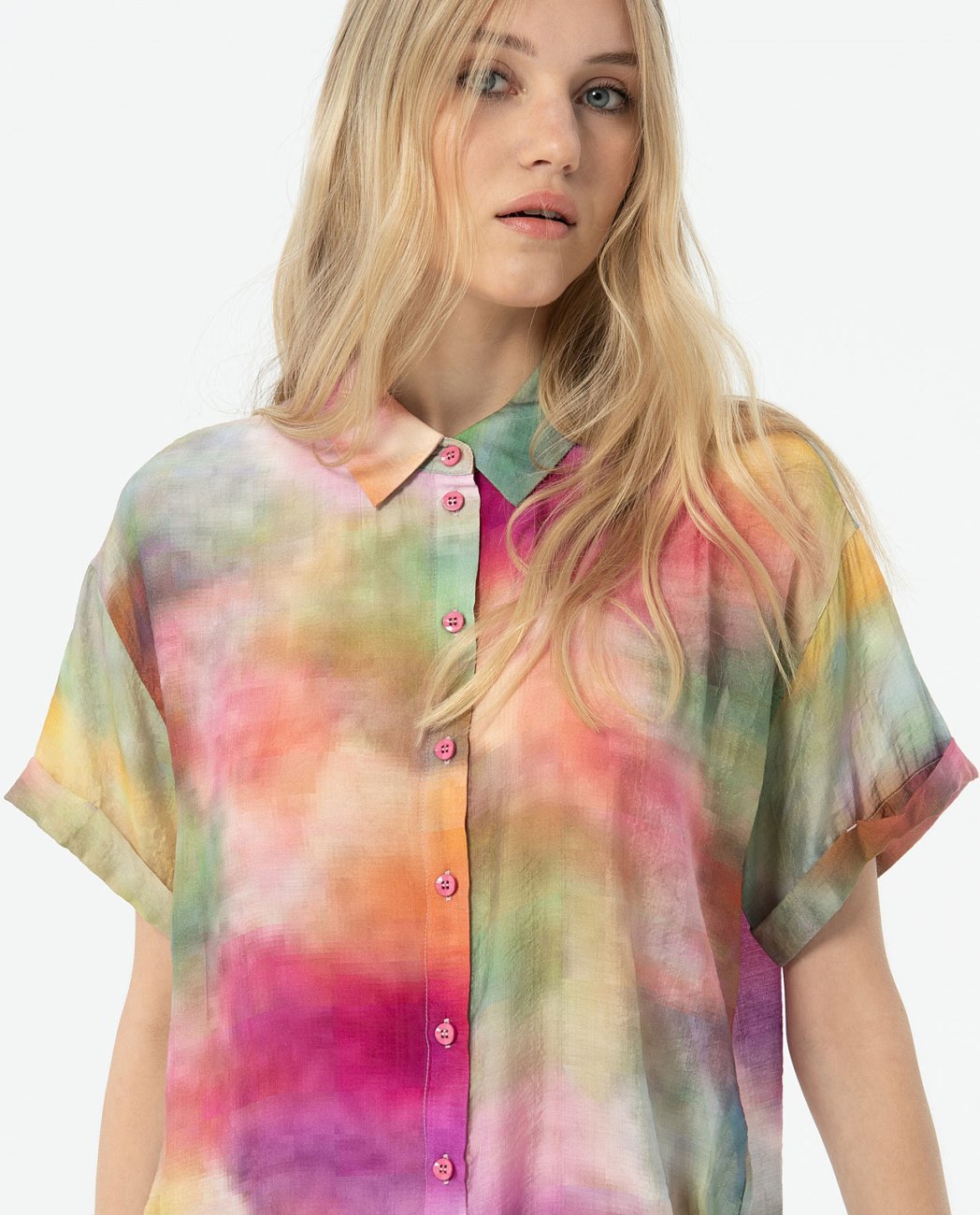 Printed short sleeve long shirt