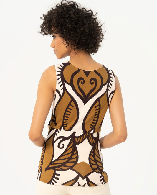 Printed wide straps top