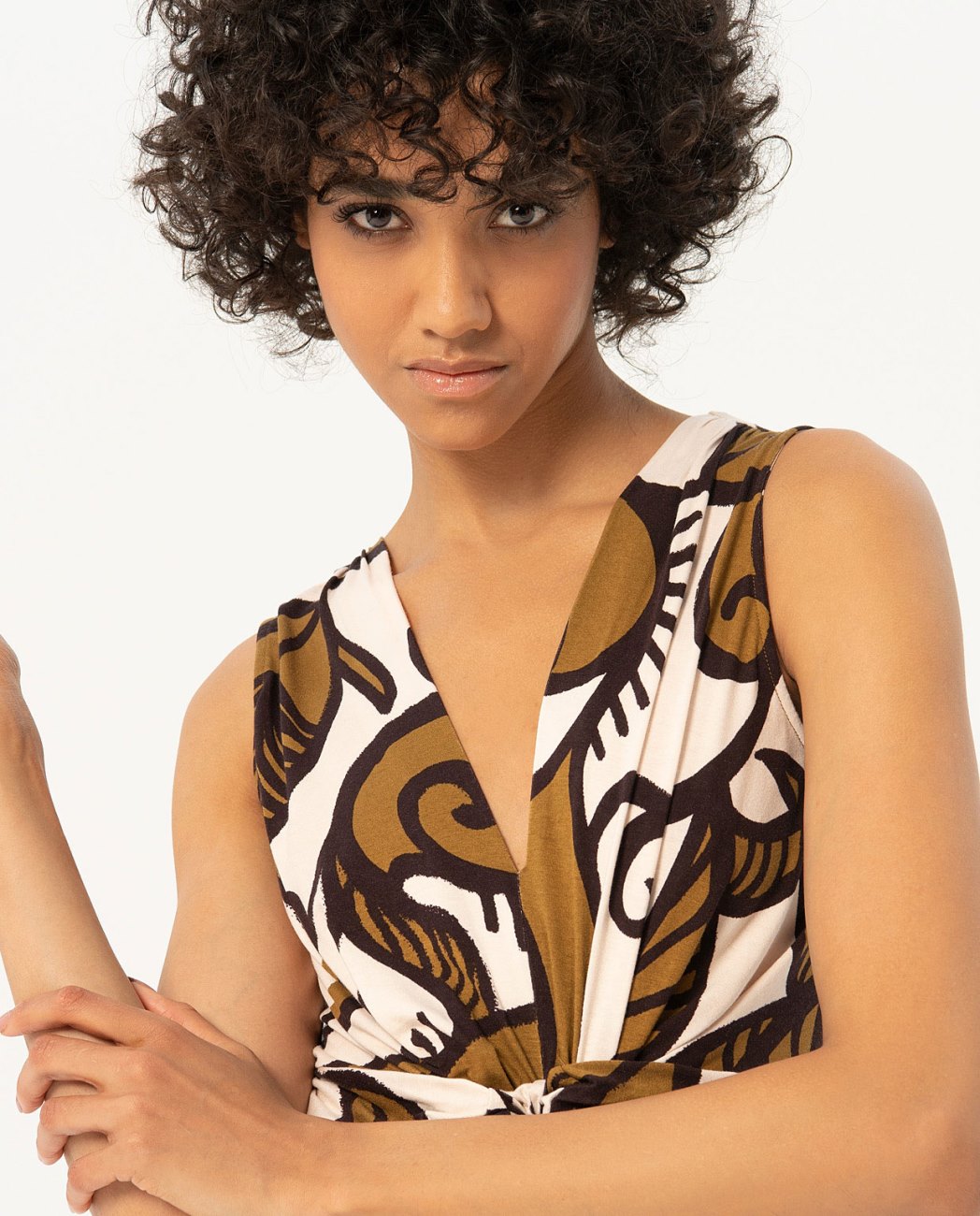 Printed wide straps top