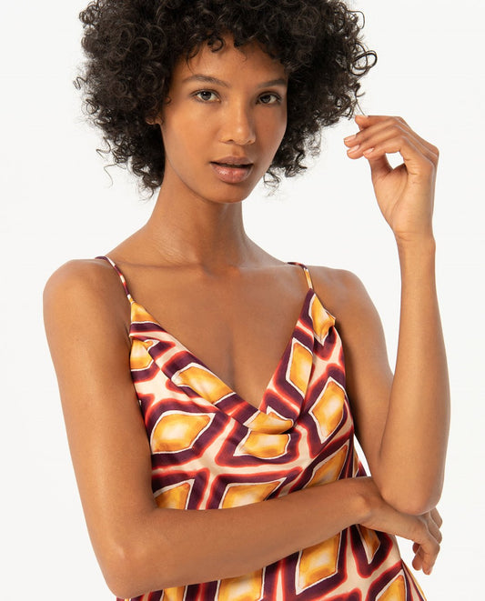 Printed satin strapless top