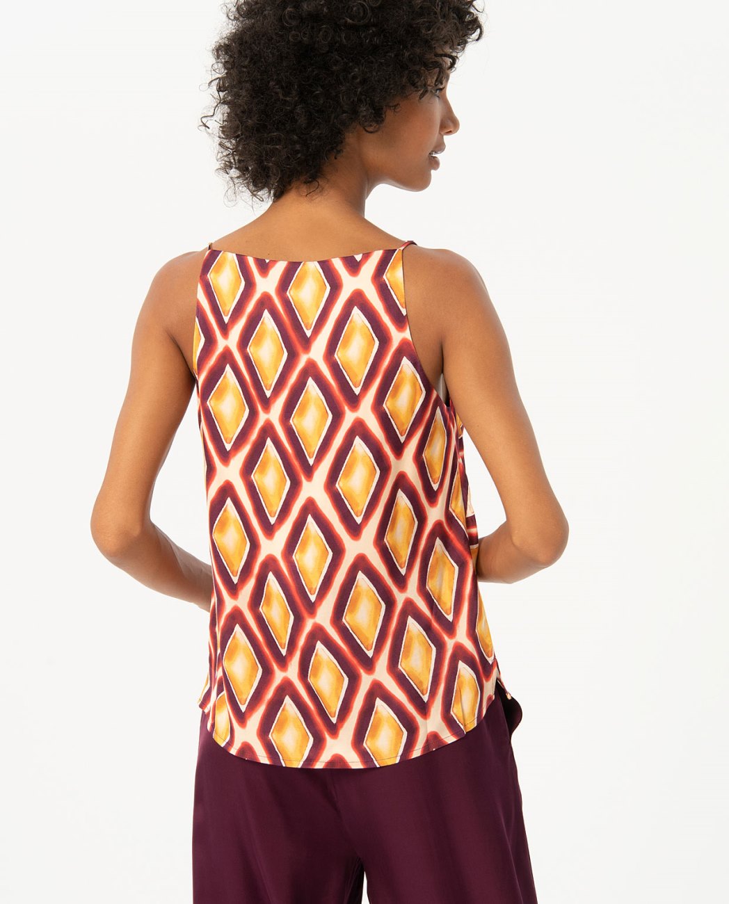 Printed satin strapless top