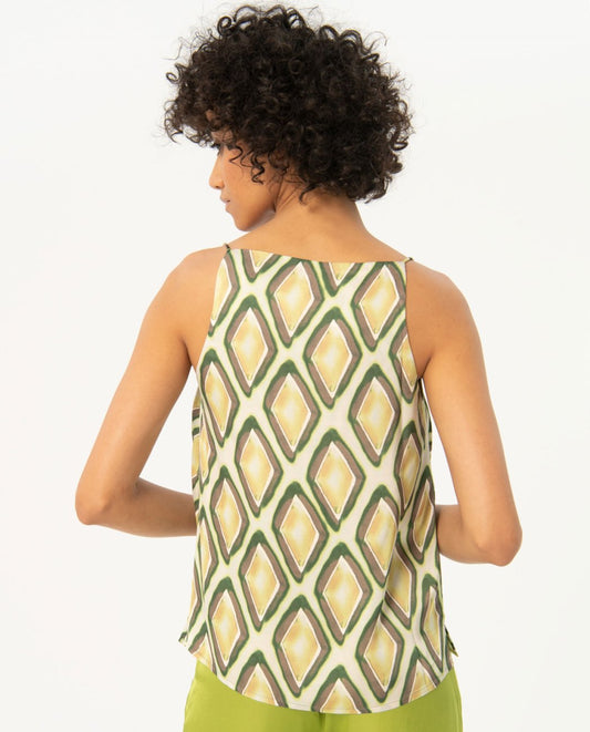 Printed satin strapless top