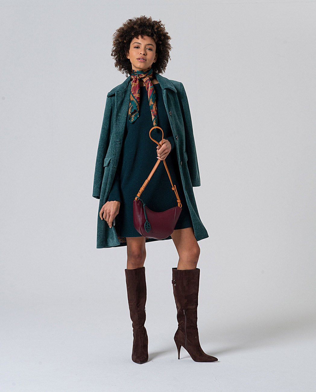 Green knit short dress