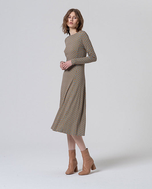 Printed elastic blue dress