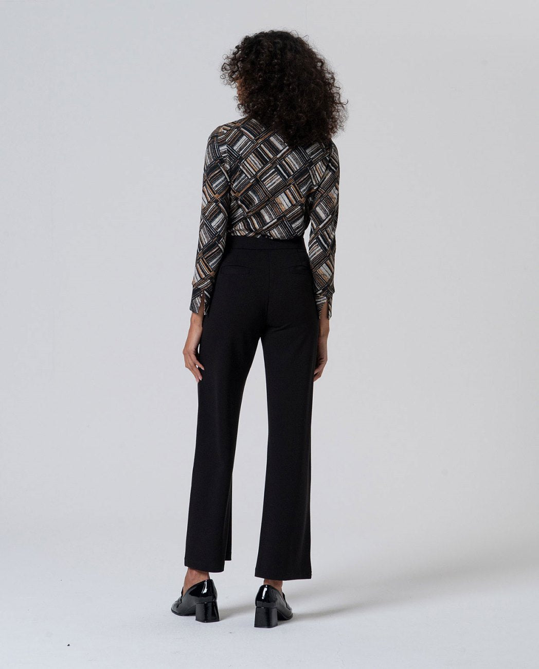 Straight pants with waistband detailing Black