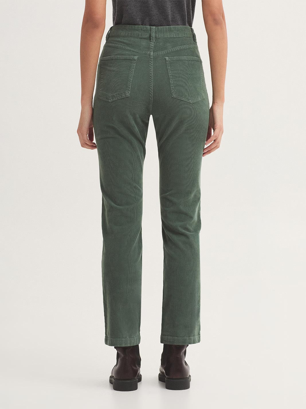 Five-pocket micro corduroy trousers smoke green