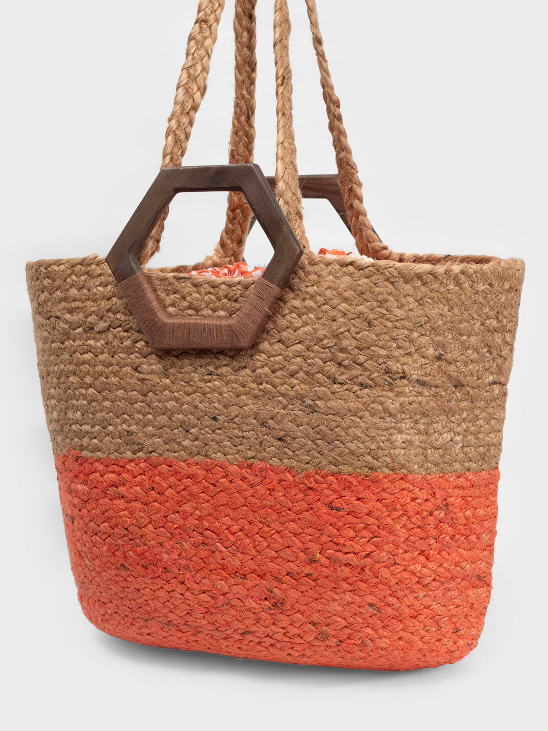 Two tone basket bag orange