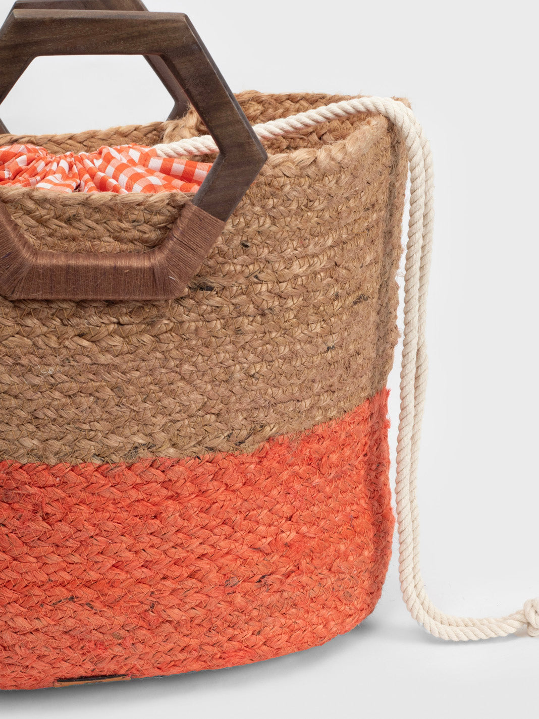 Two tone basket bag orange