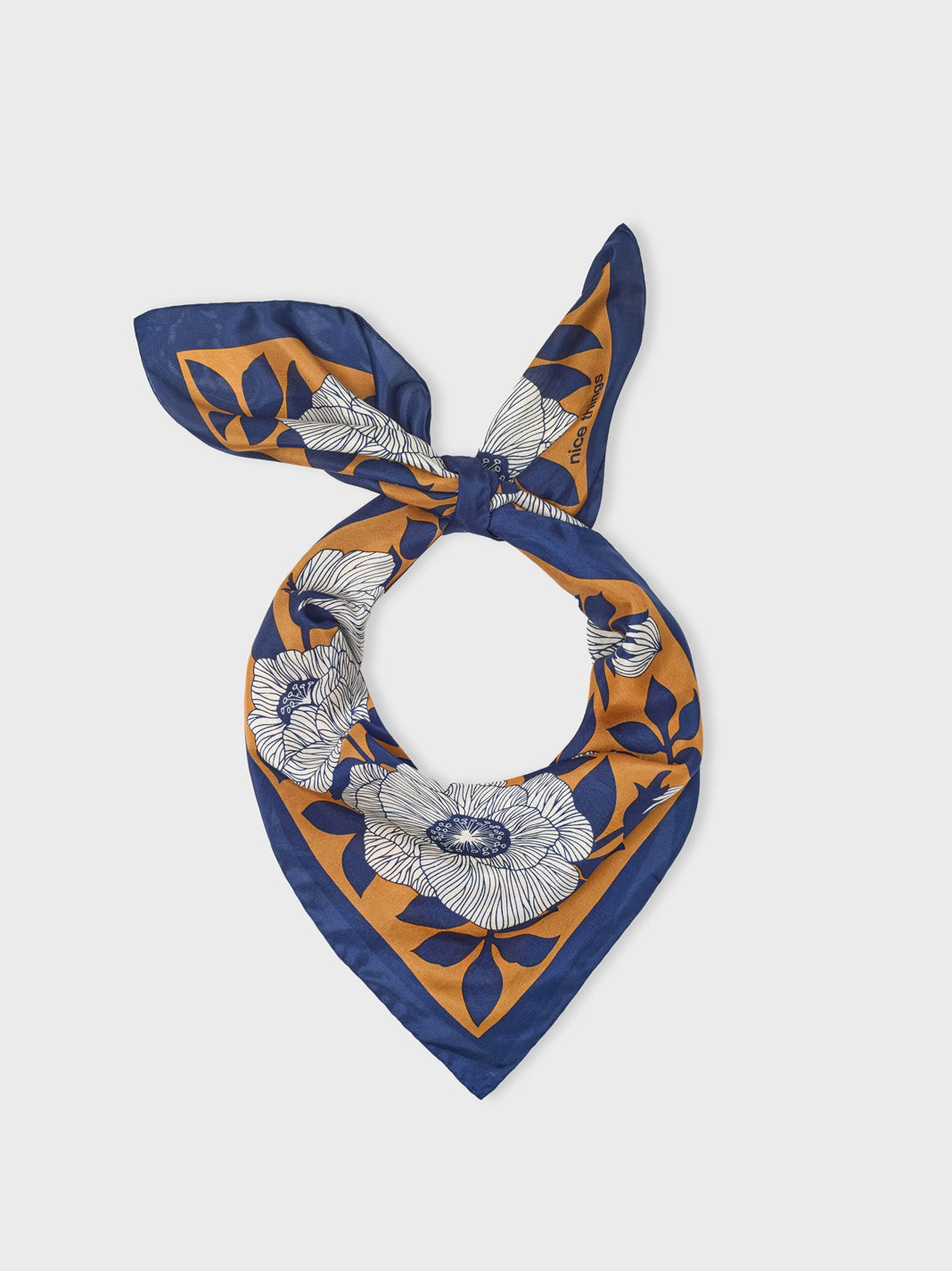 Camelia silk scarf ochre