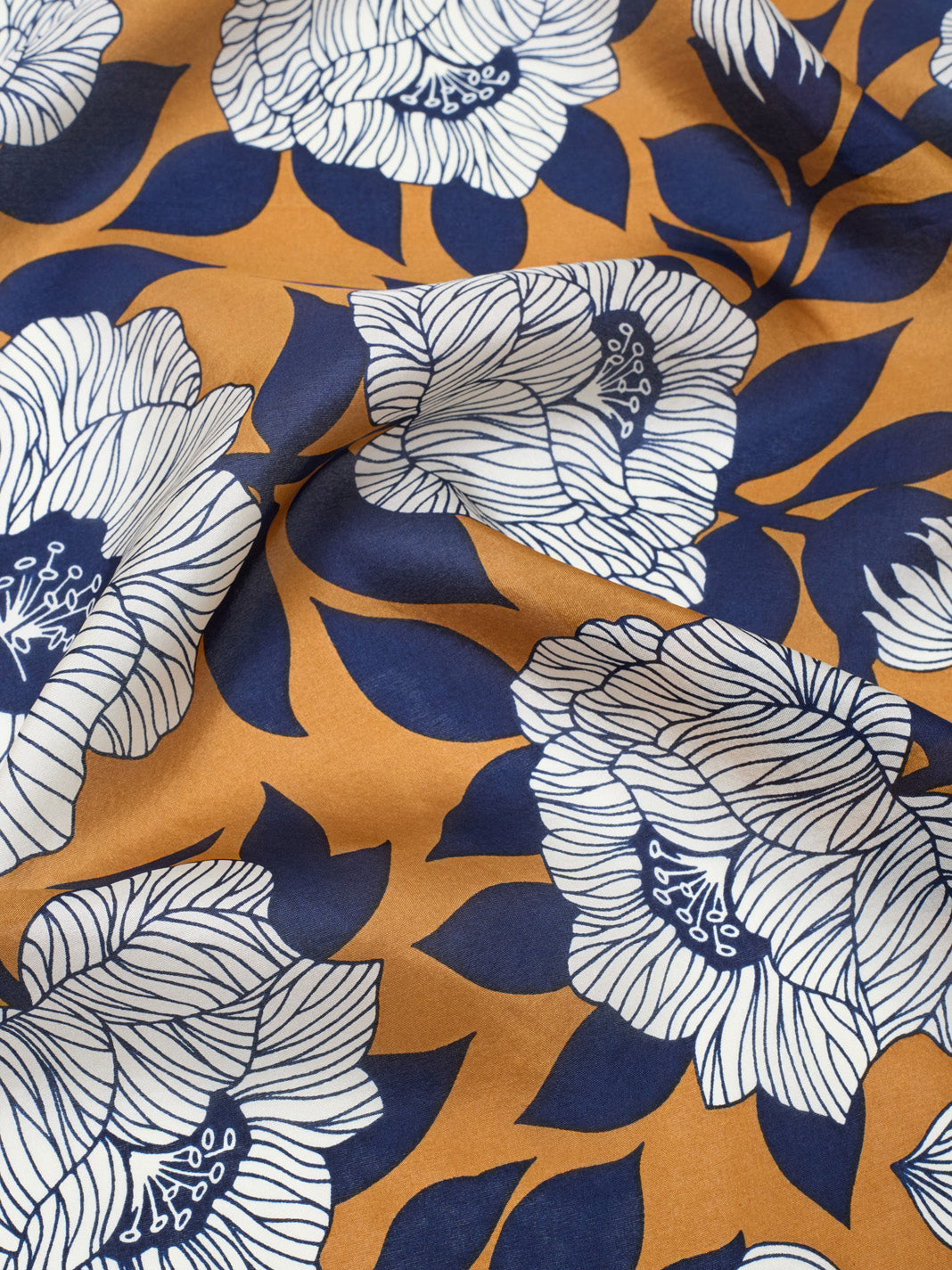 Camelia silk scarf ochre