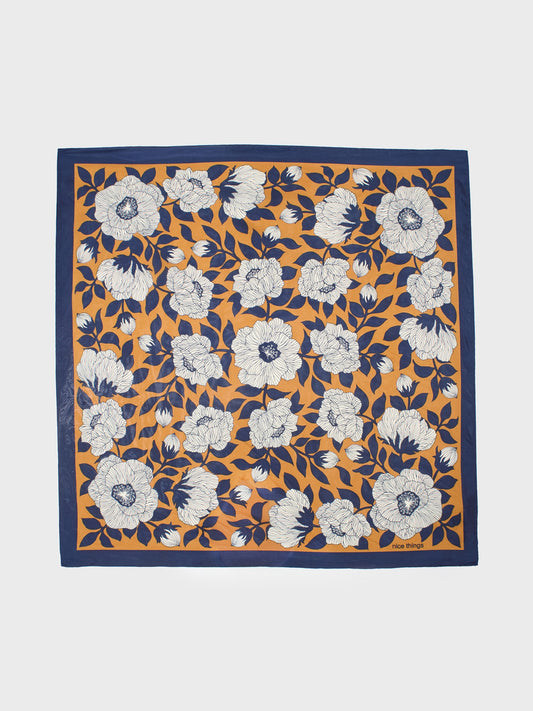 Camelia silk scarf ochre