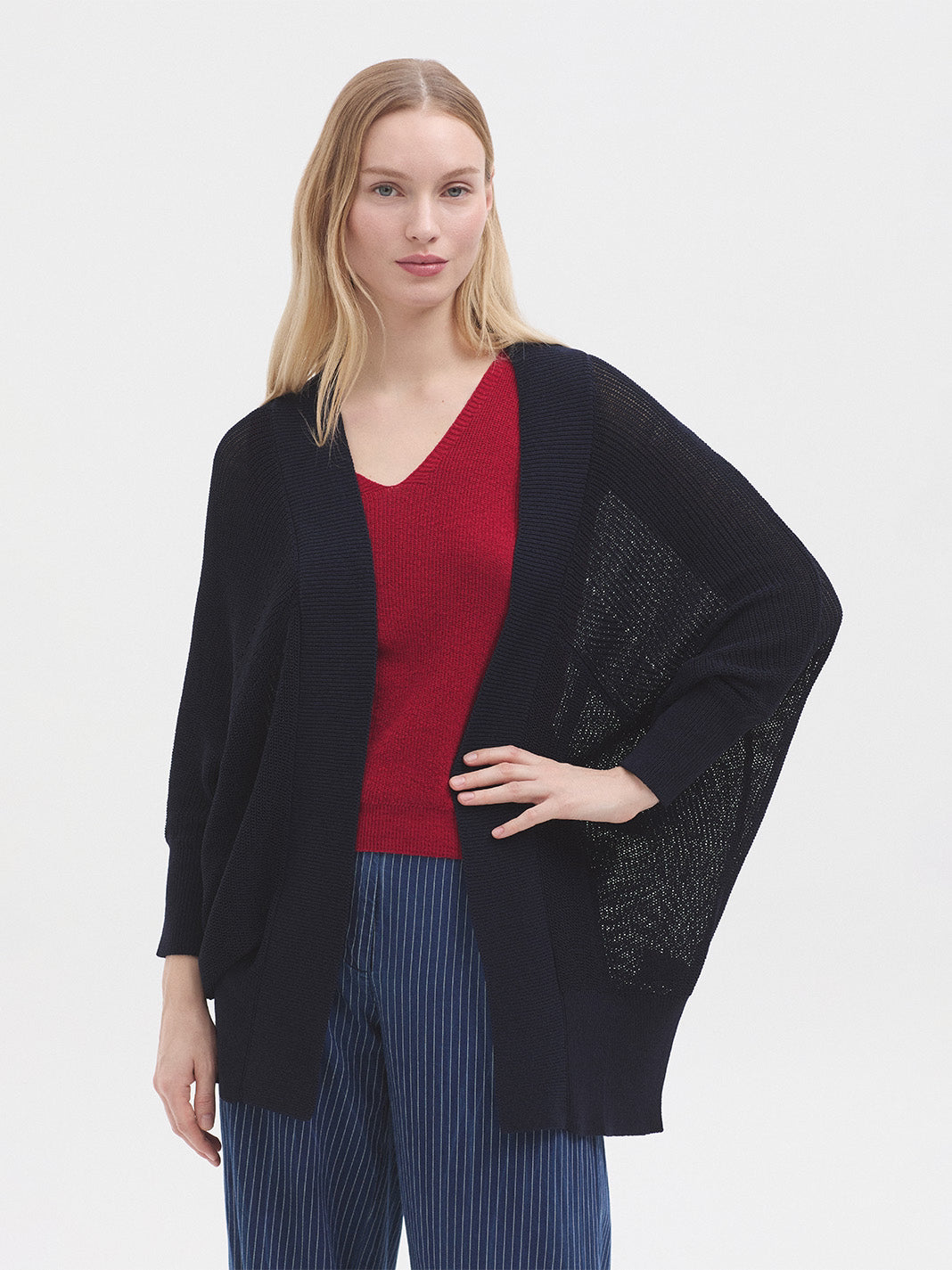 Batwing sleeve cardigan navy