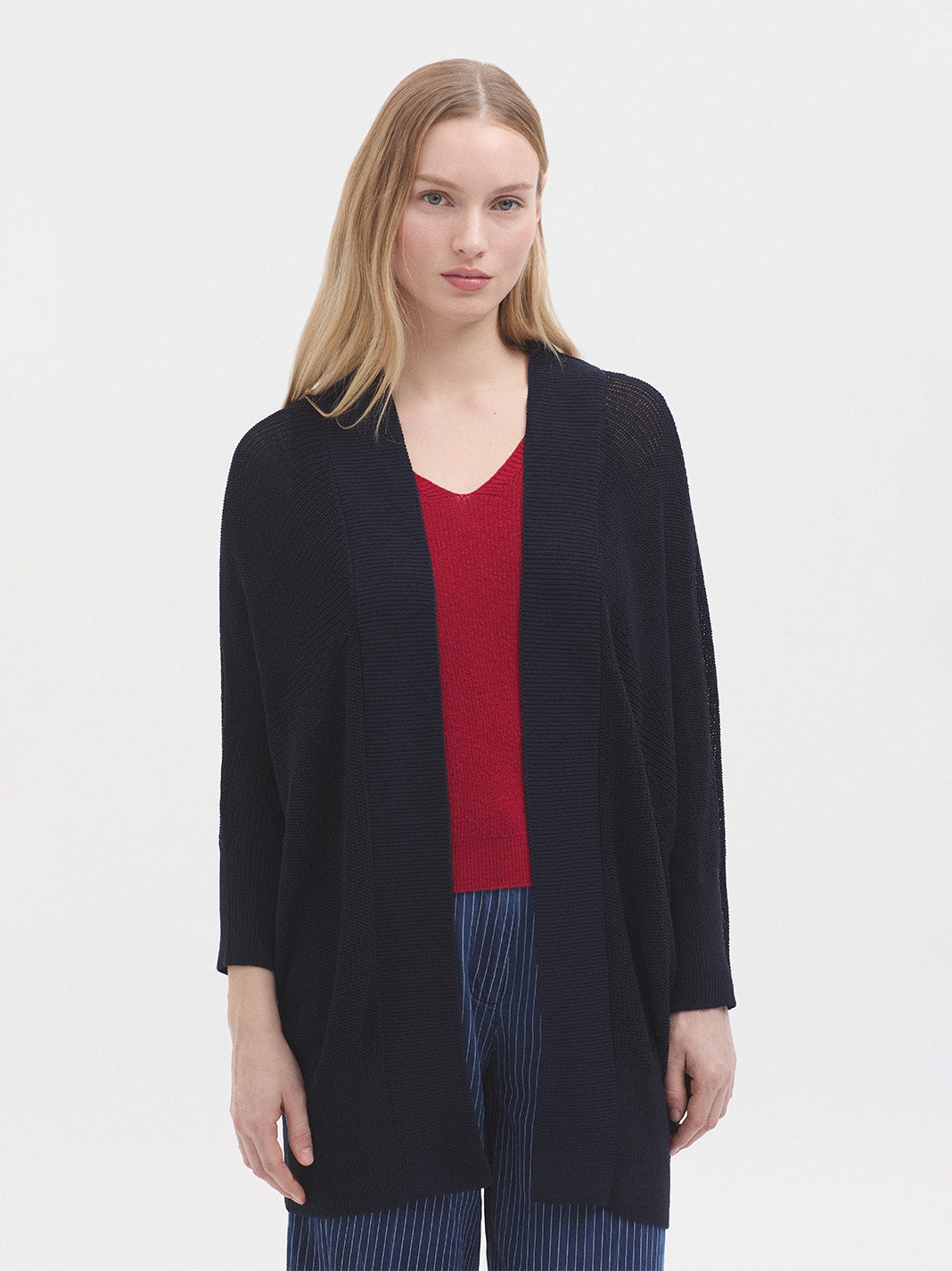 Batwing sleeve cardigan navy