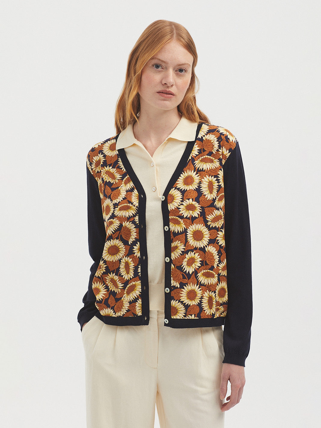V-neck floral cardigan