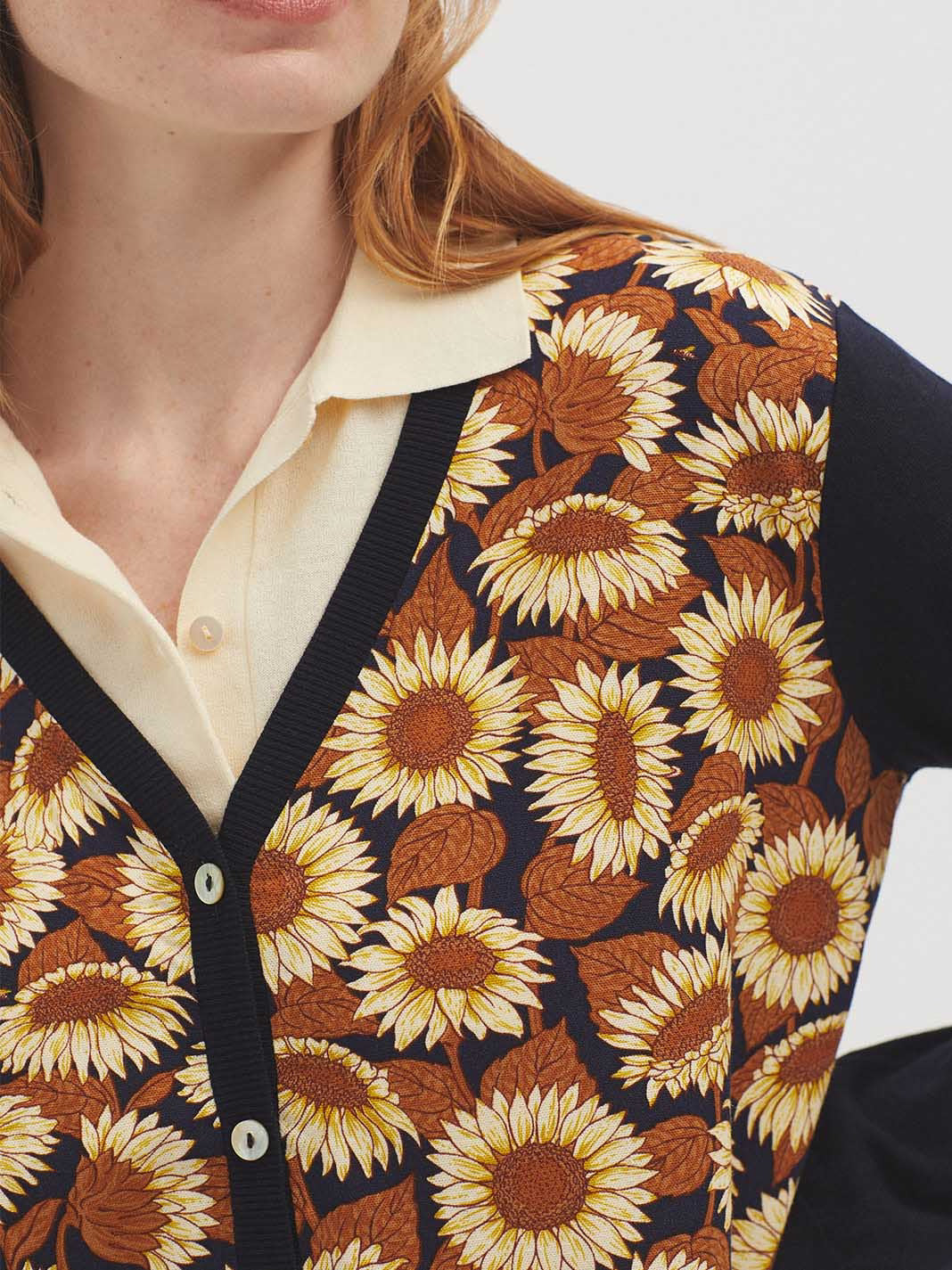 V-neck floral cardigan