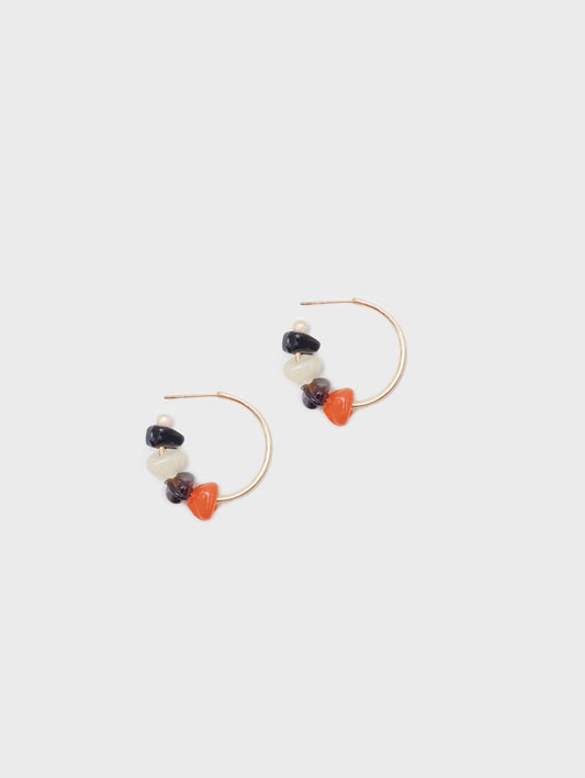 Hoop stone earrings orange