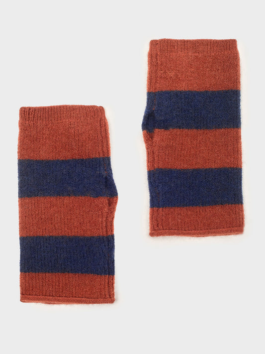 Striped fingerless mittens