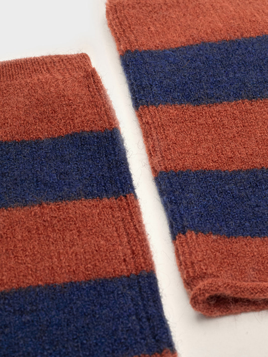 Striped fingerless mittens