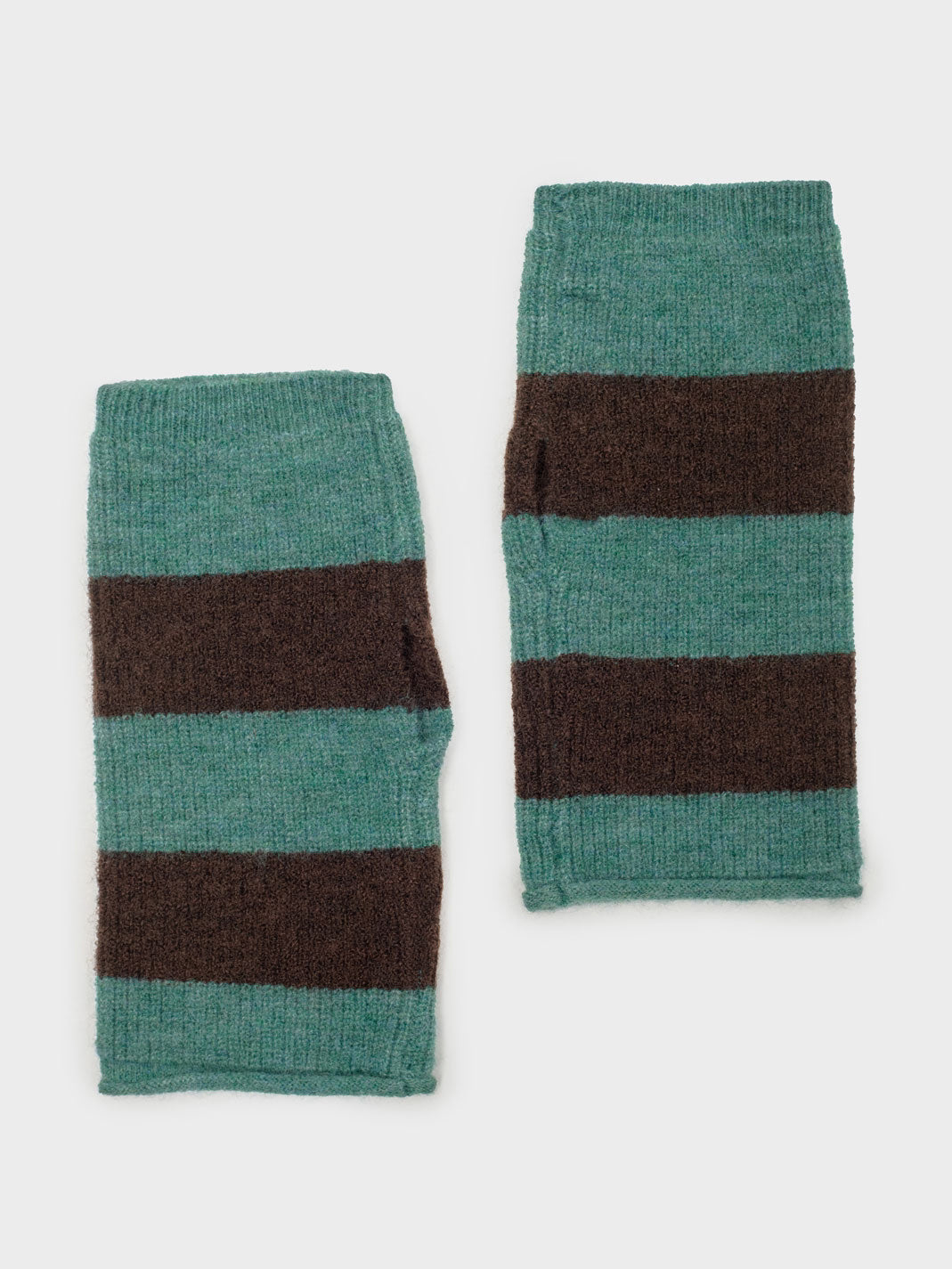 Striped fingerless mittens
