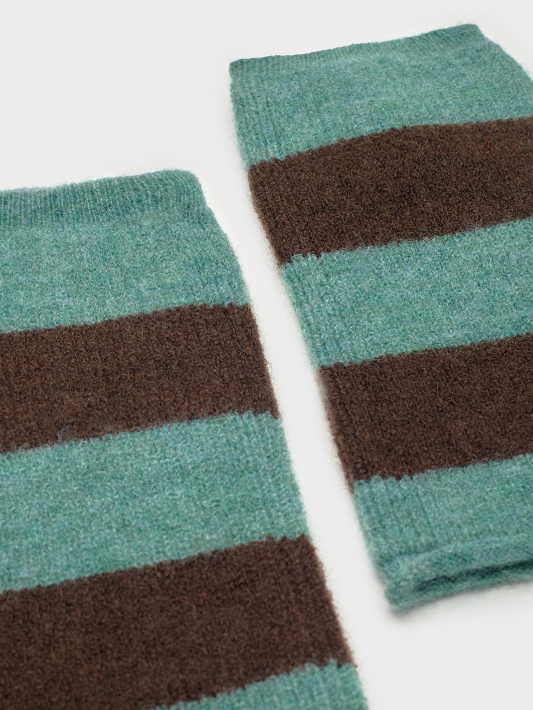 Striped fingerless mittens