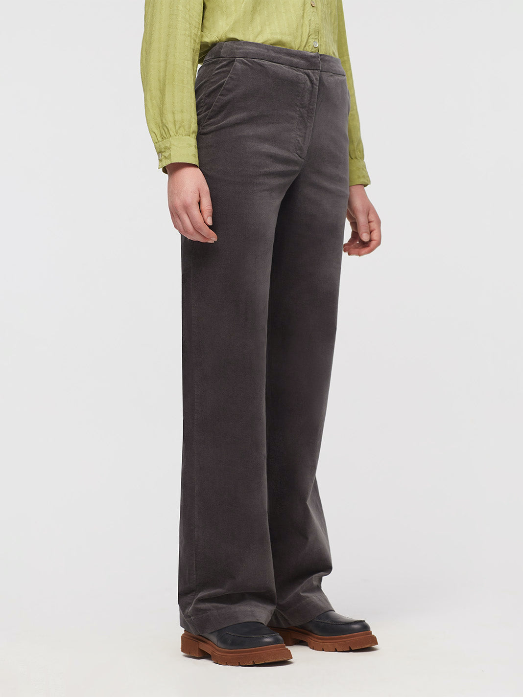 Velvet maxi trousers