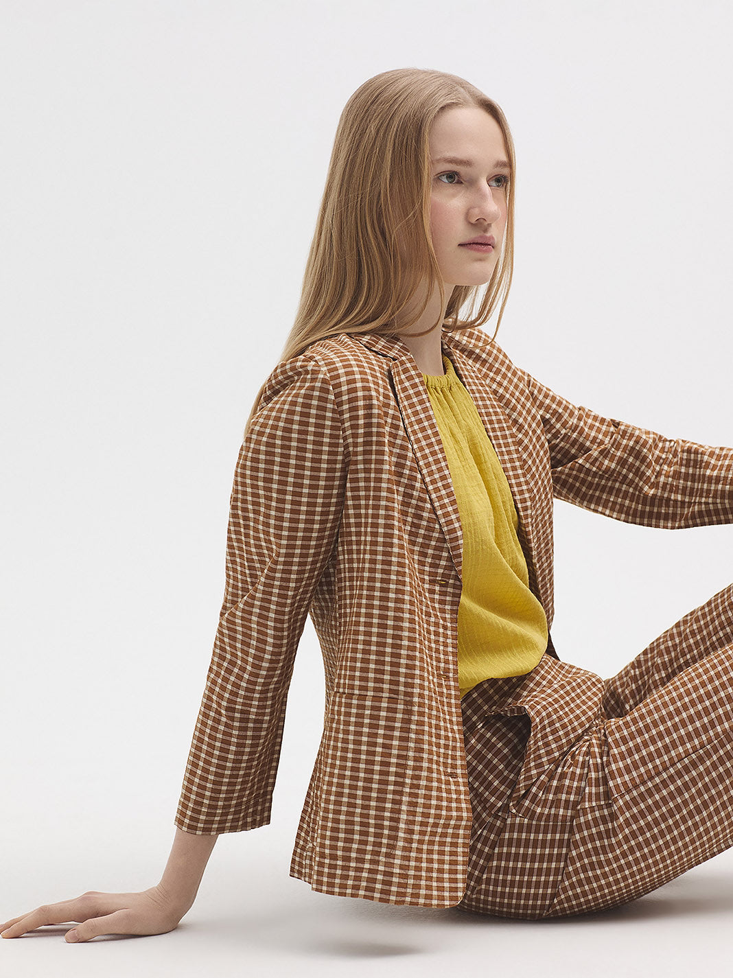 Seersucker checked trousers