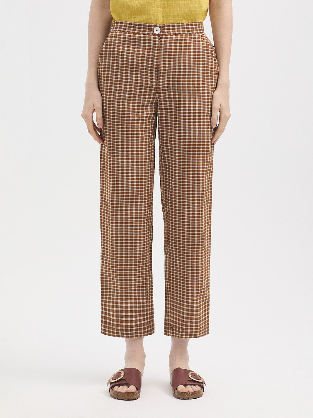 Seersucker checked trousers
