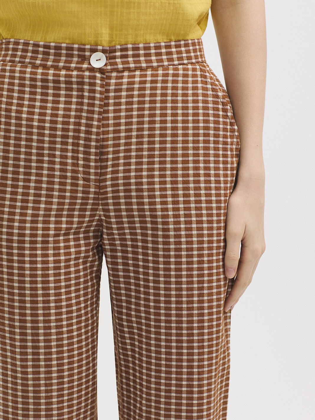 Seersucker checked trousers