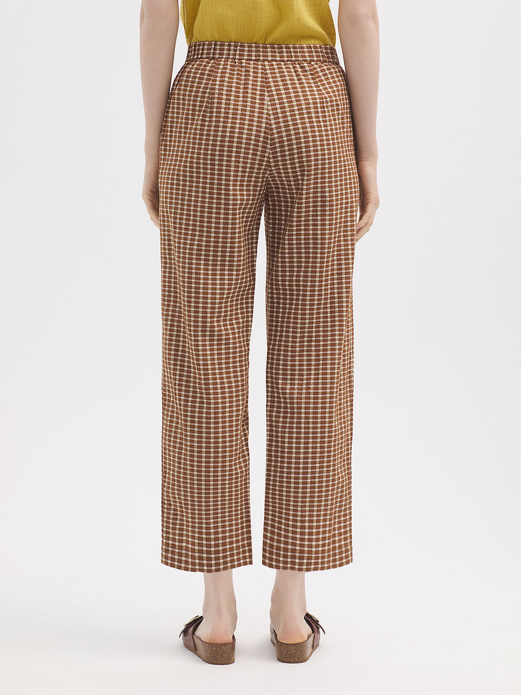 Seersucker checked trousers