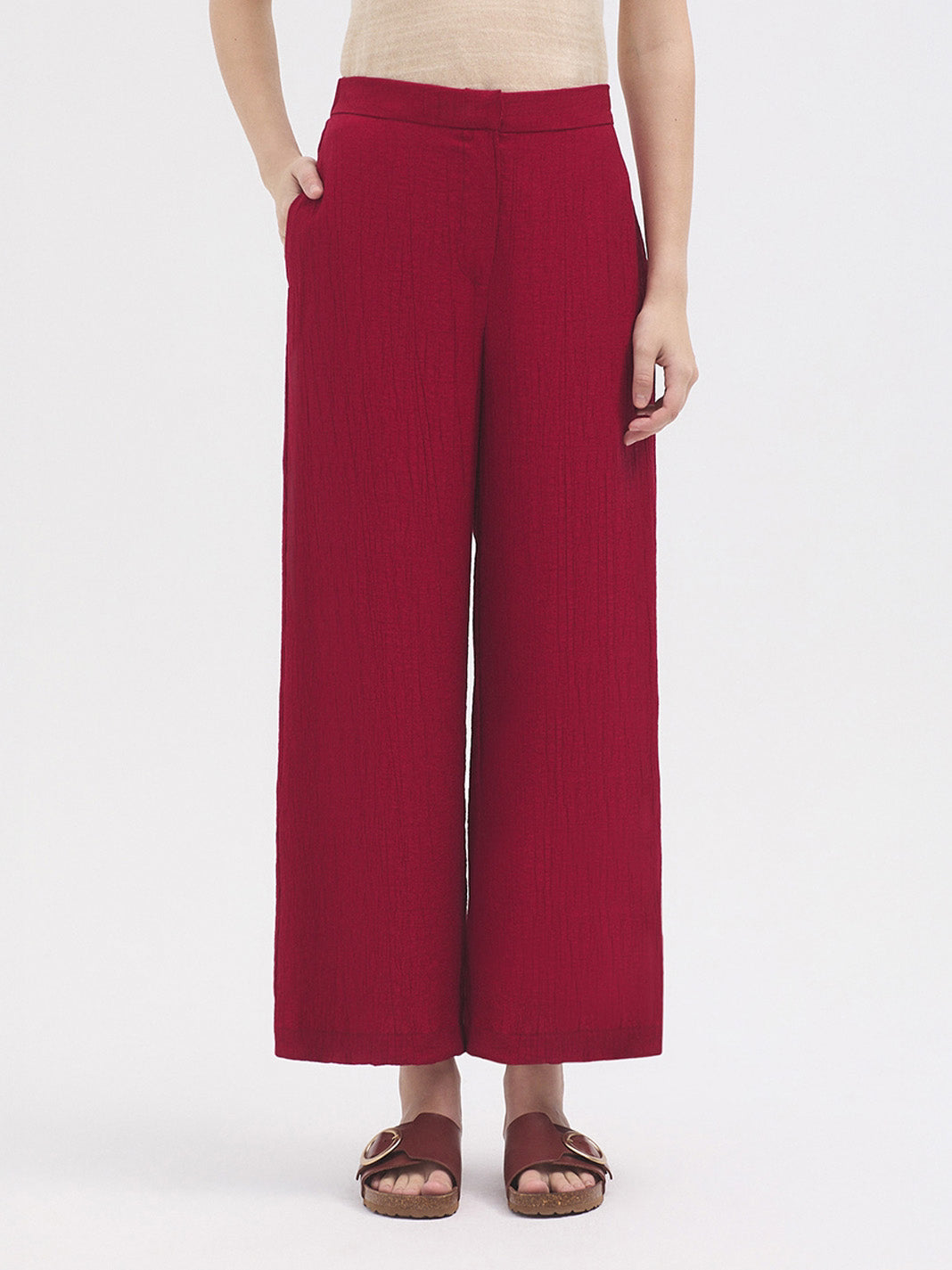 Crinkle viscose trousers
