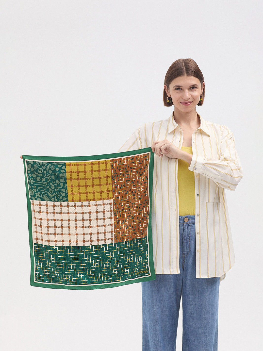 Patch scarf ochre