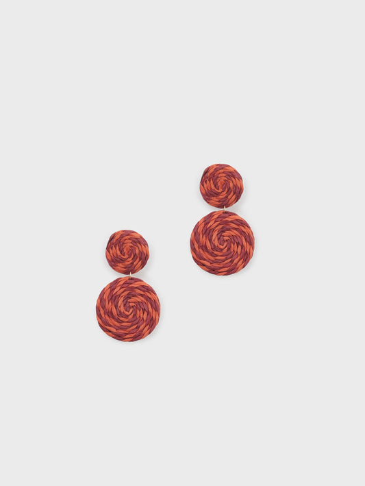 Straw braided earrings red
