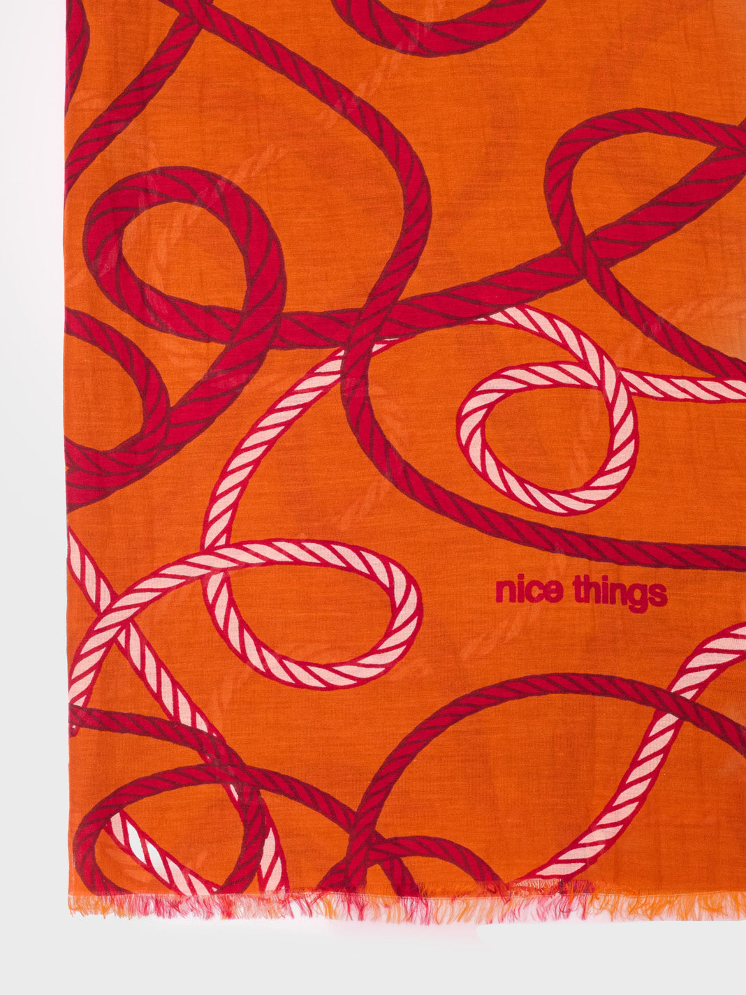 Ropes silk scarf orange