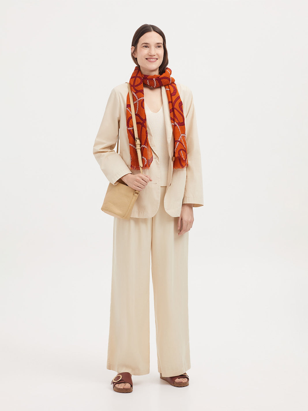 Ropes silk scarf orange