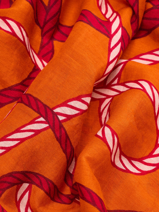 Ropes silk scarf orange