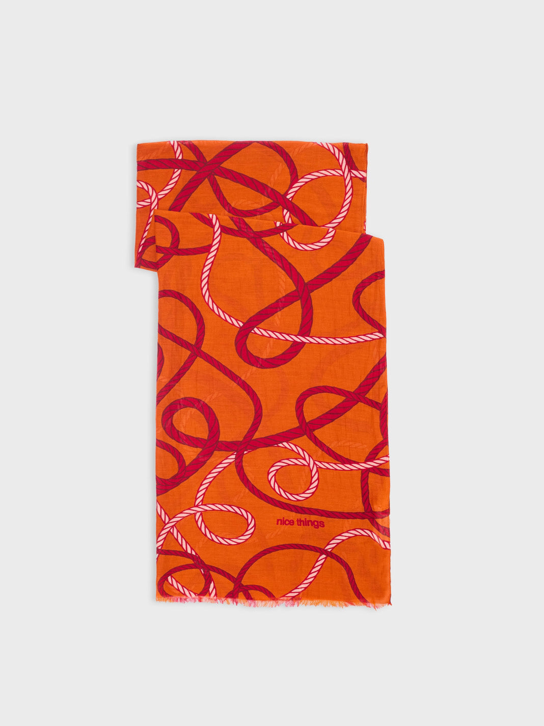 Ropes silk scarf orange