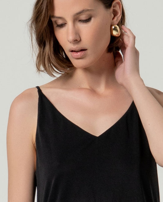 V-neck strap top Black