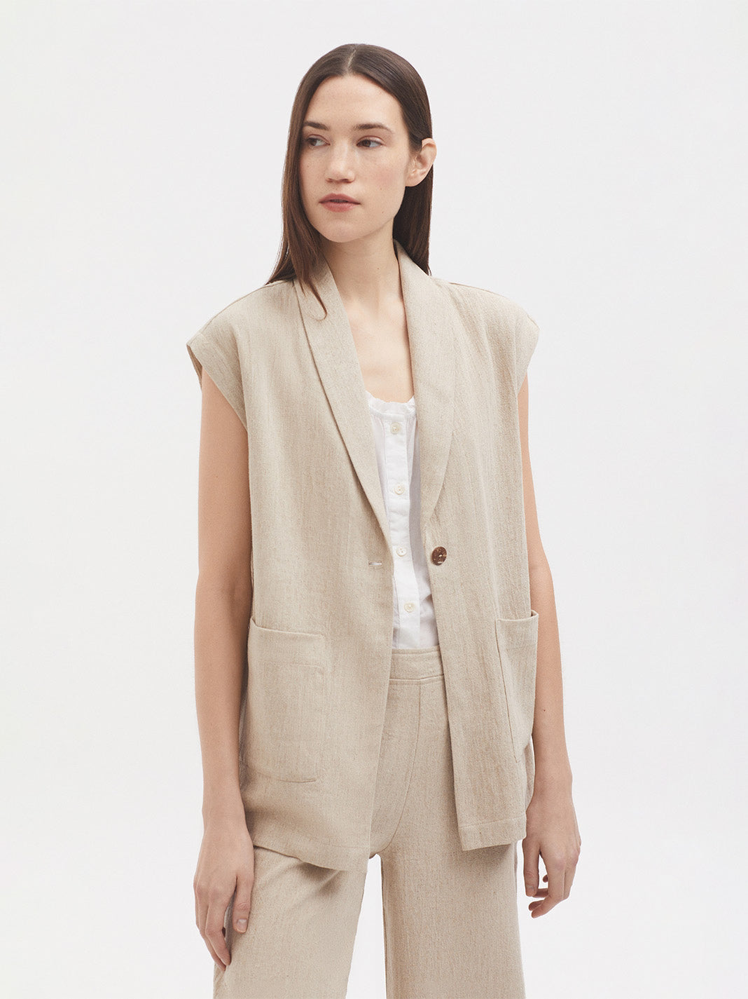 Natural linen vest