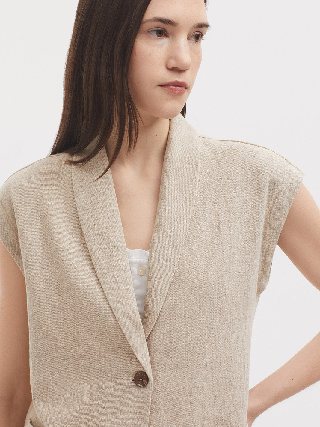 Natural linen vest