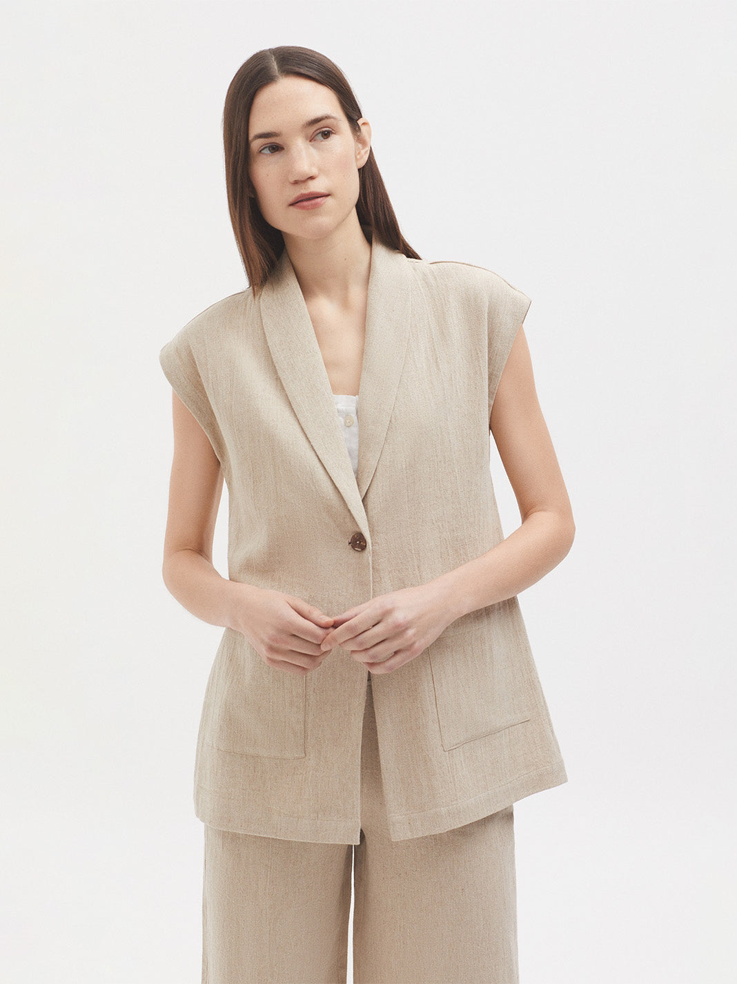 Natural linen vest