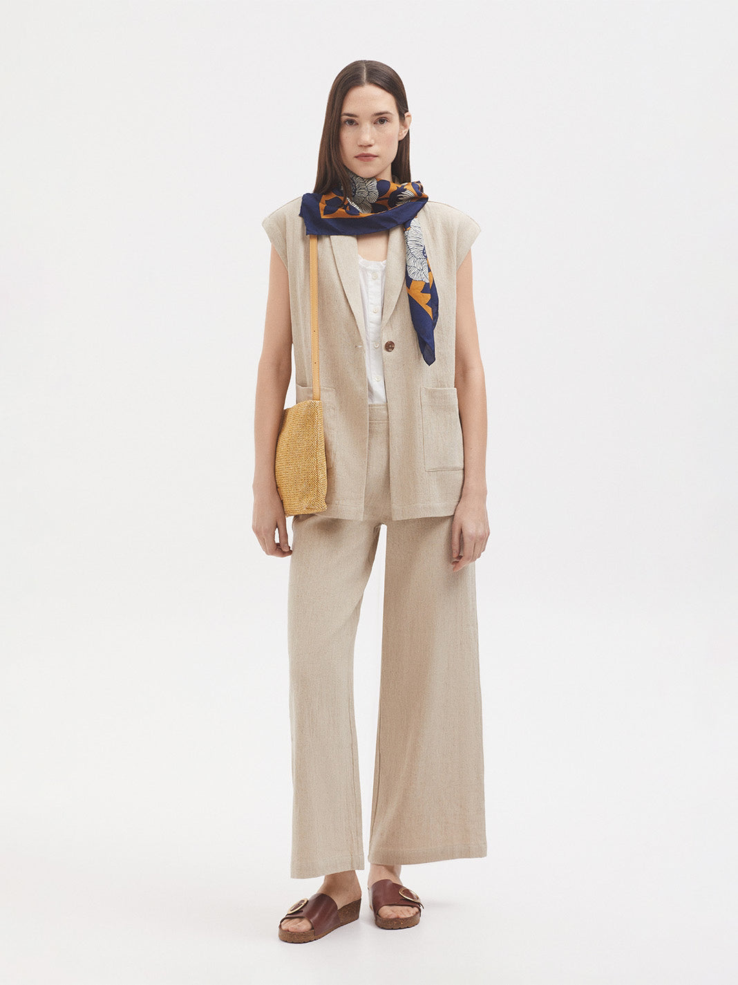 Natural linen vest