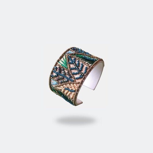 Cuff beads bracelet Beige
