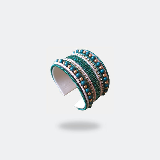 Cuff beads bracelet Blue