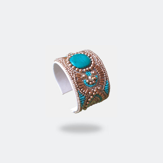 Cuff beads bracelet Turquoise