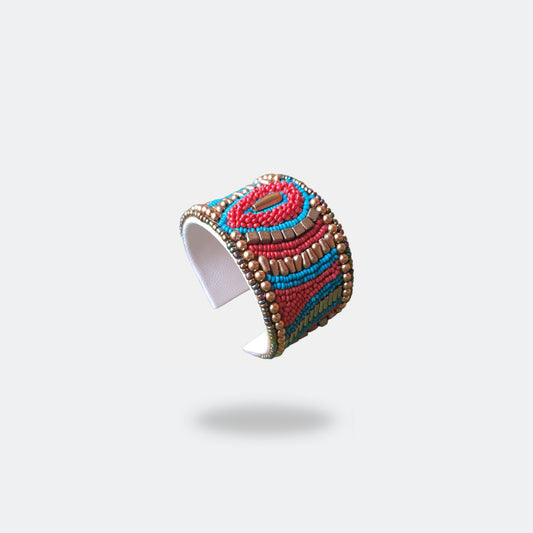 Cuff beads bracelet Red