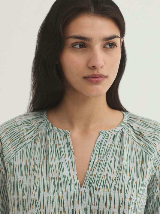 Pine Needles print blouse Ecru