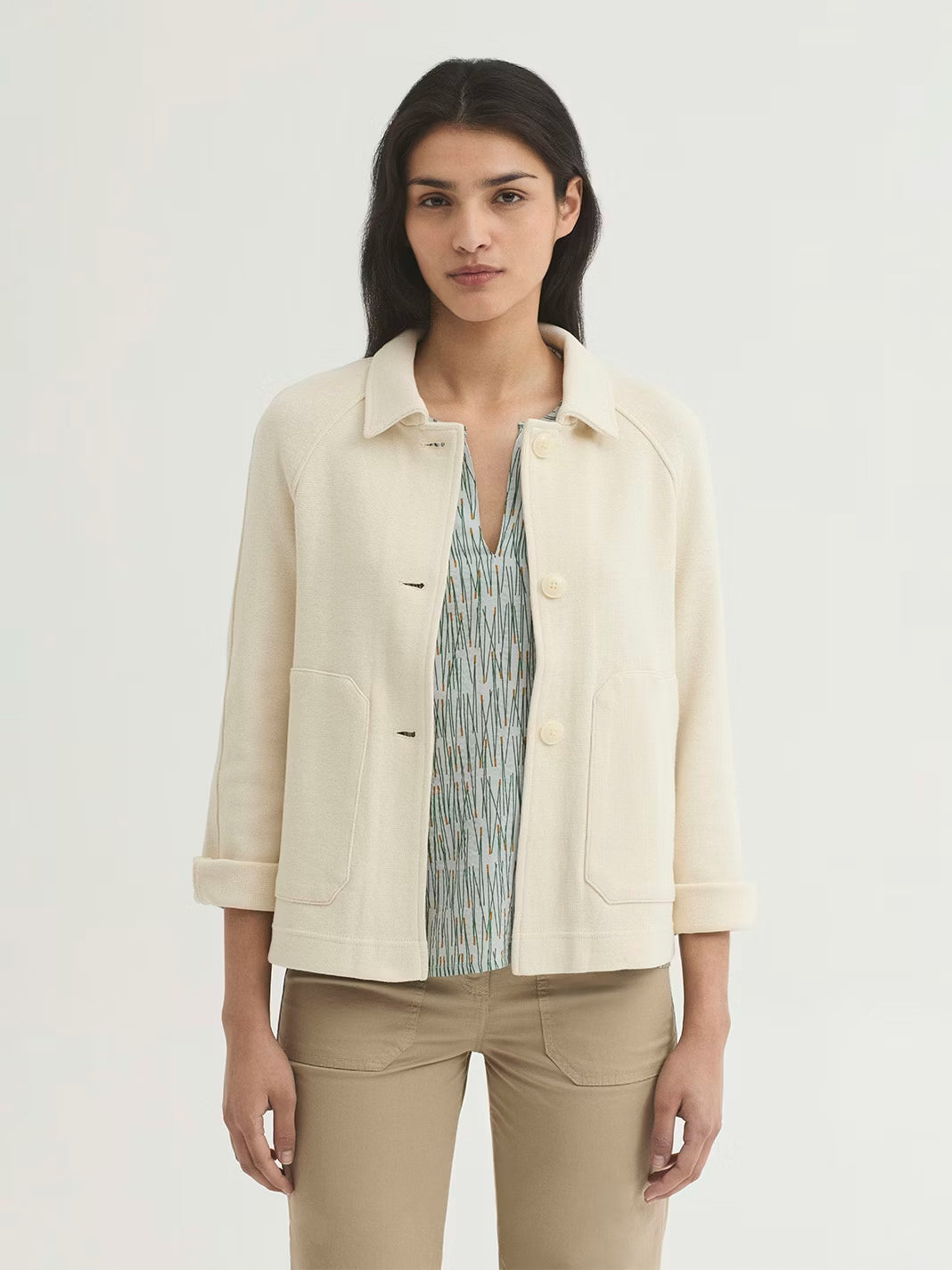 Pine Needles print blouse Ecru
