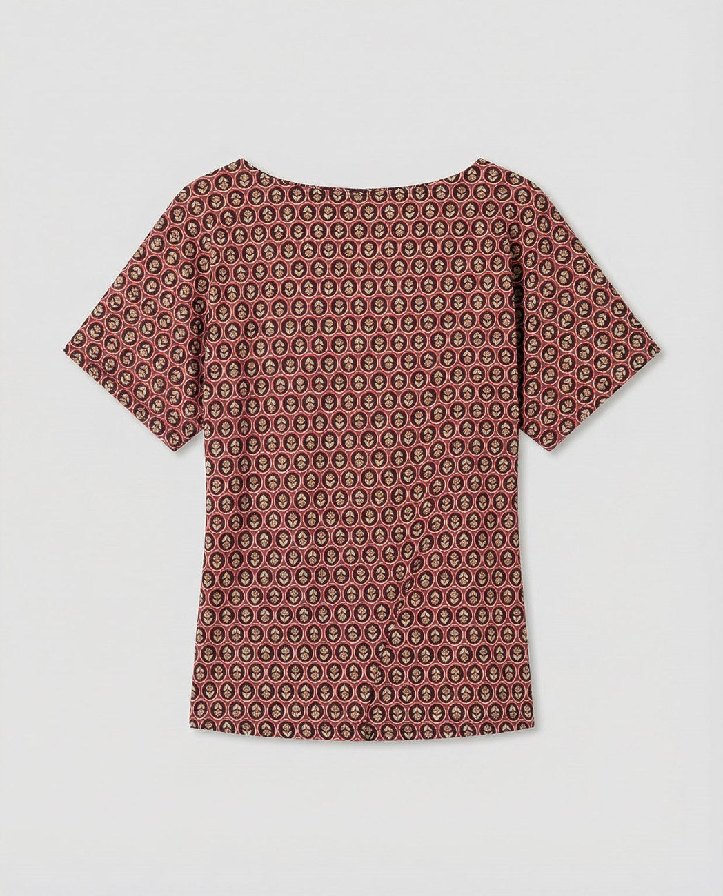 Boat neck printed top Coral
