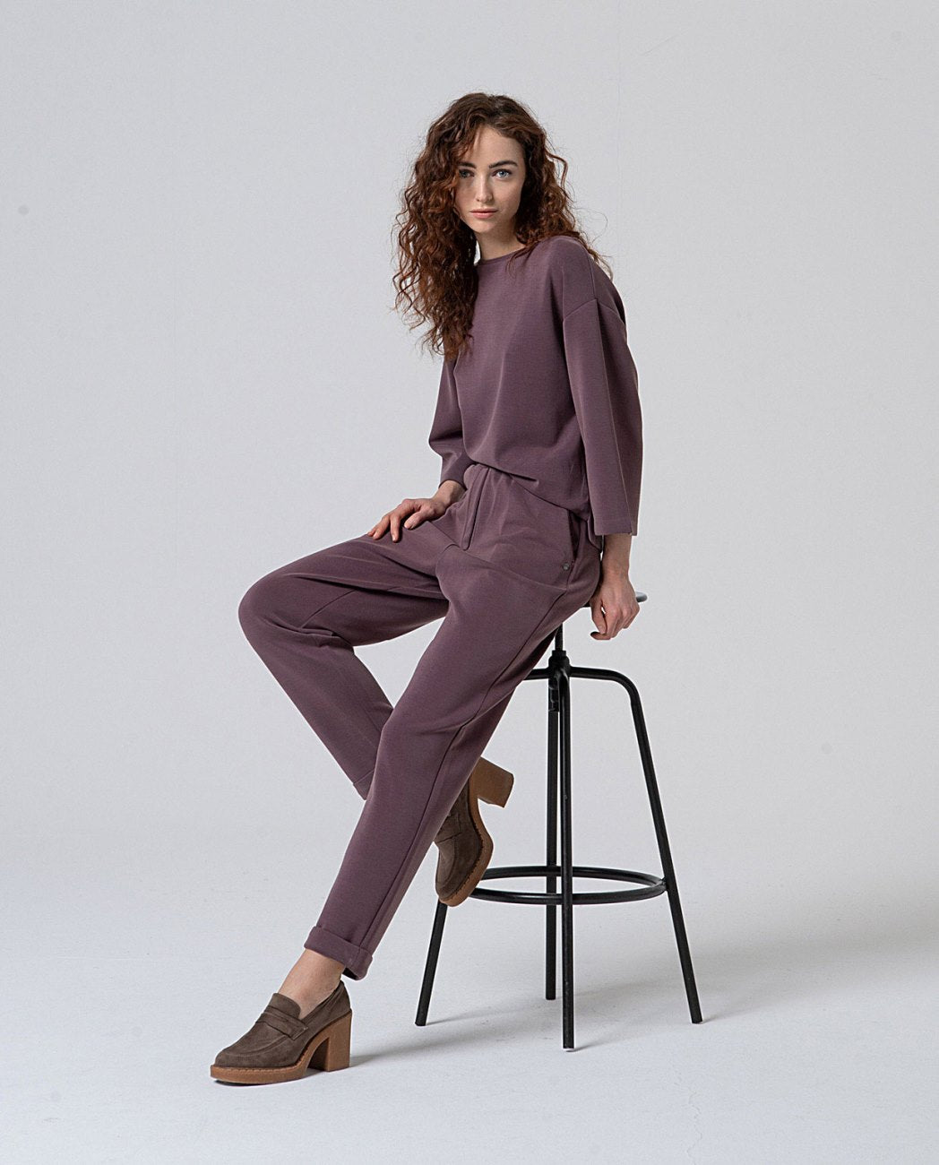 Boat-neck blouse Dark Mauve